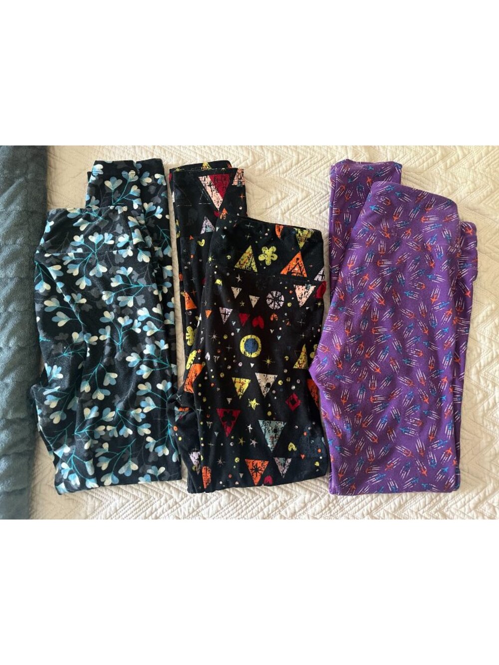 3 super soft comfortable leggings from Lularoe One Size colorful prints